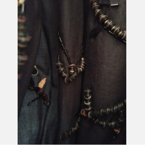 THE ROW Black 100% Cotton Skirt Boho Beaded long full length maxi embroidered - Picture 9 of 11